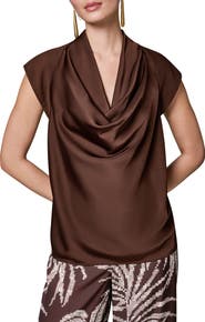 Donna Karan New York Cowl Neck Mixed Media Top