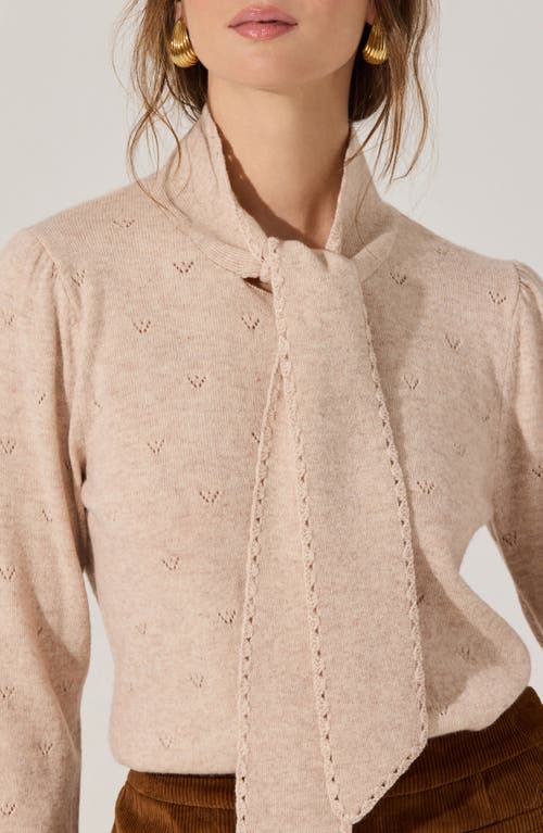 Astr The Label Ovalia Scarf Neck Pointelle Detail Sweater In Brown