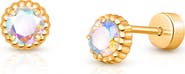 Tiny Blessings 14K on Titanium Shimmering Princess Stud Screw Back Earrings