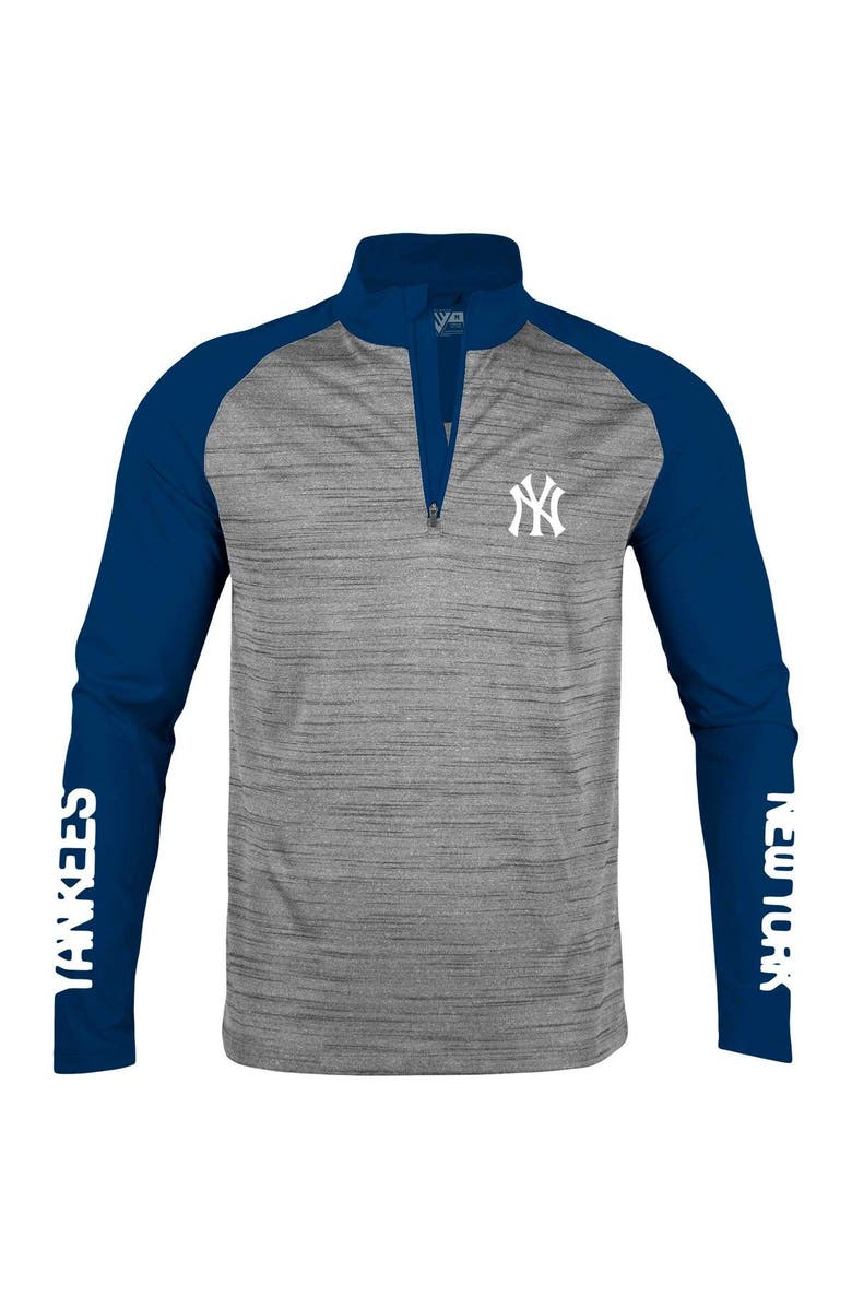 LEVELWEAR Men's Levelwear Heather Gray New York Yankees Vandal Raglan Quarter-Zip Top, Main, color, Heather Gray