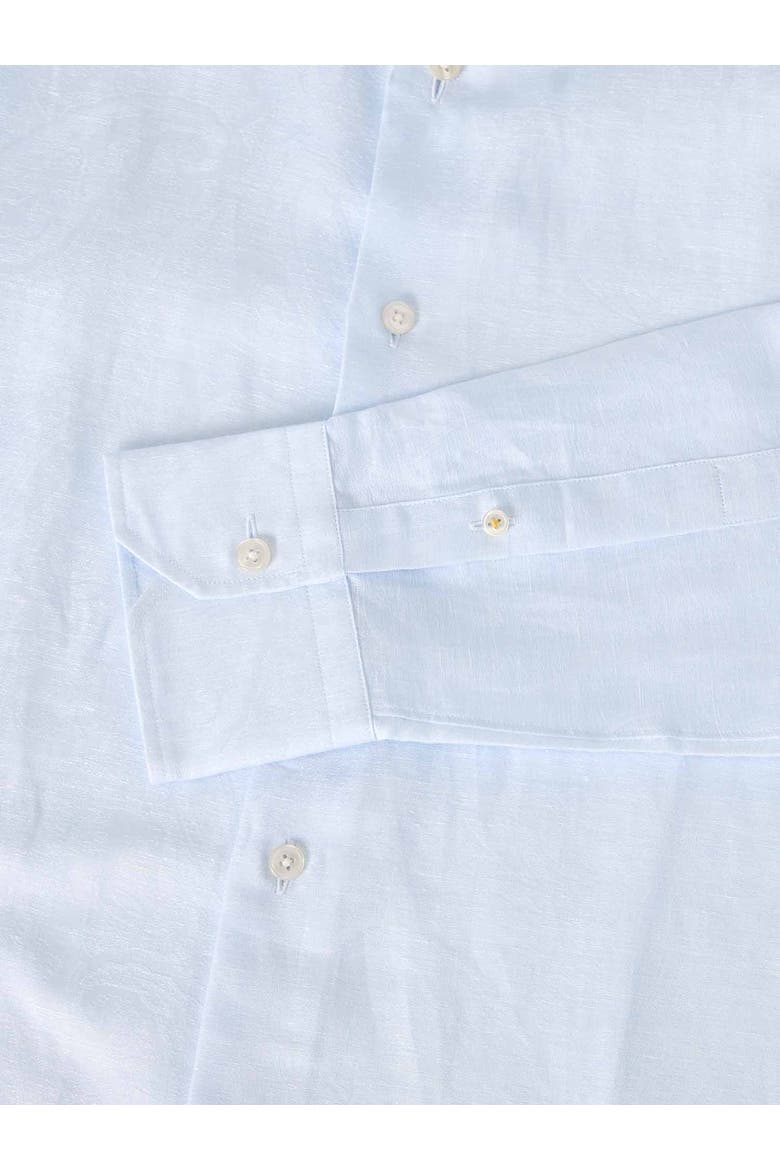 Reynolds Paisley Jacquard Cotton Linen Blend Shirt in Contemporary fit, Alternate, color, Light Blue