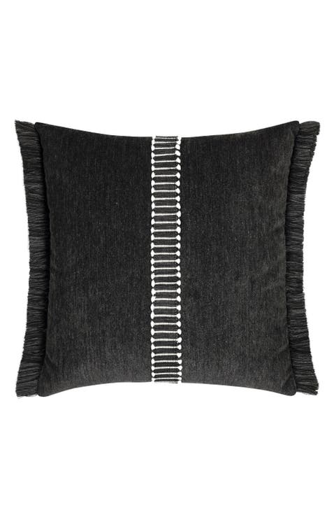 Luxe Velour chenille with decorative tape Indoor & Outdoor Woven Accent Pillow