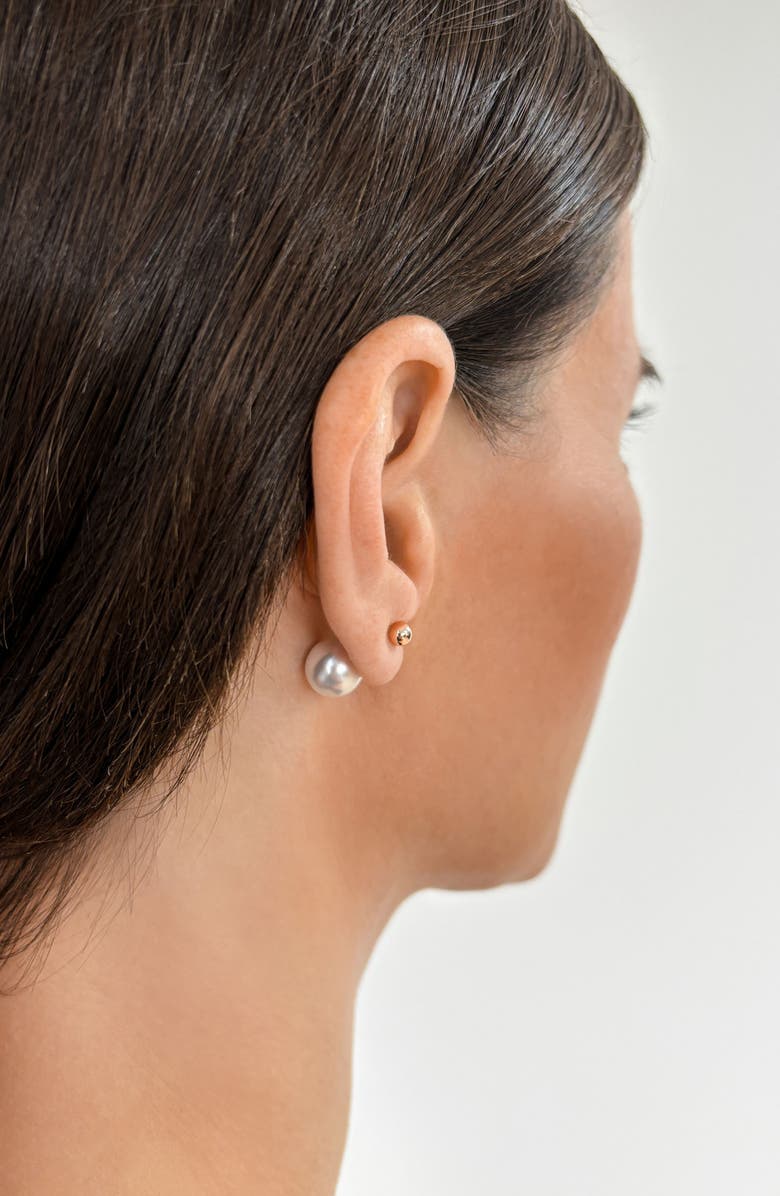 Adornia Set of 2 Faux Pearl Ball Front/Back Earrings, Alternate, color, Gold