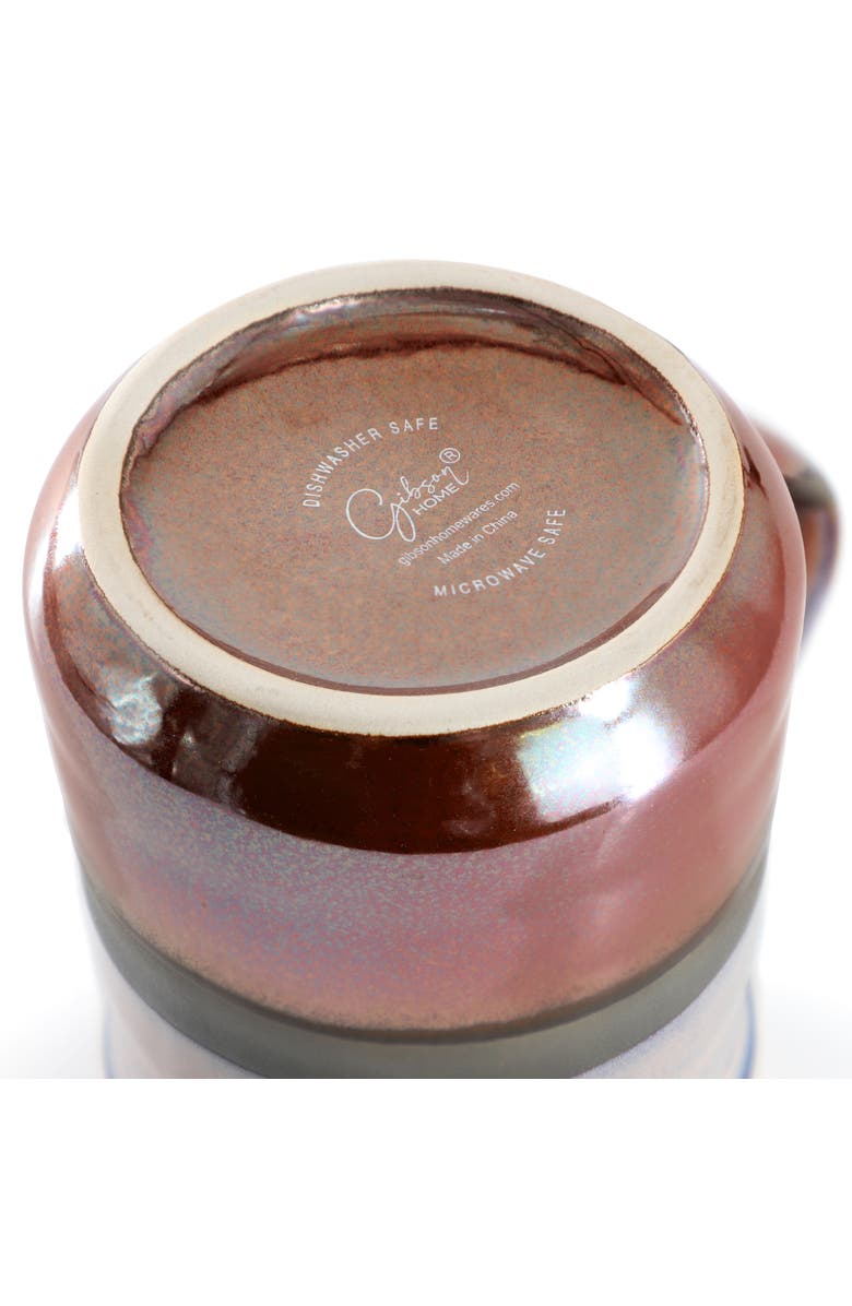 Gibson Home Copper Tonal 4 Piece 18 Ounce Stoneware Cup Set, Alternate, color, Purple