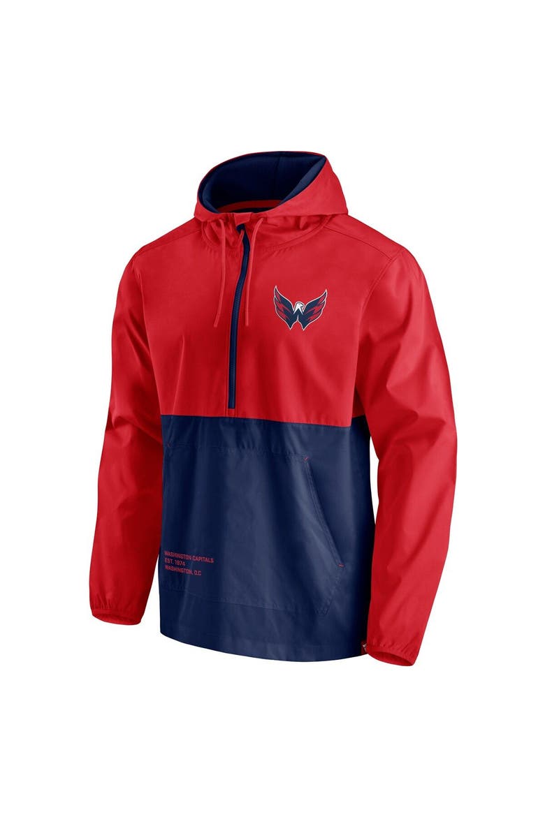 Men's Fanatics Branded Red/Navy Washington Capitals Thrill Seeker Anorak Half-Zip Jacket, Alternate, color, Red