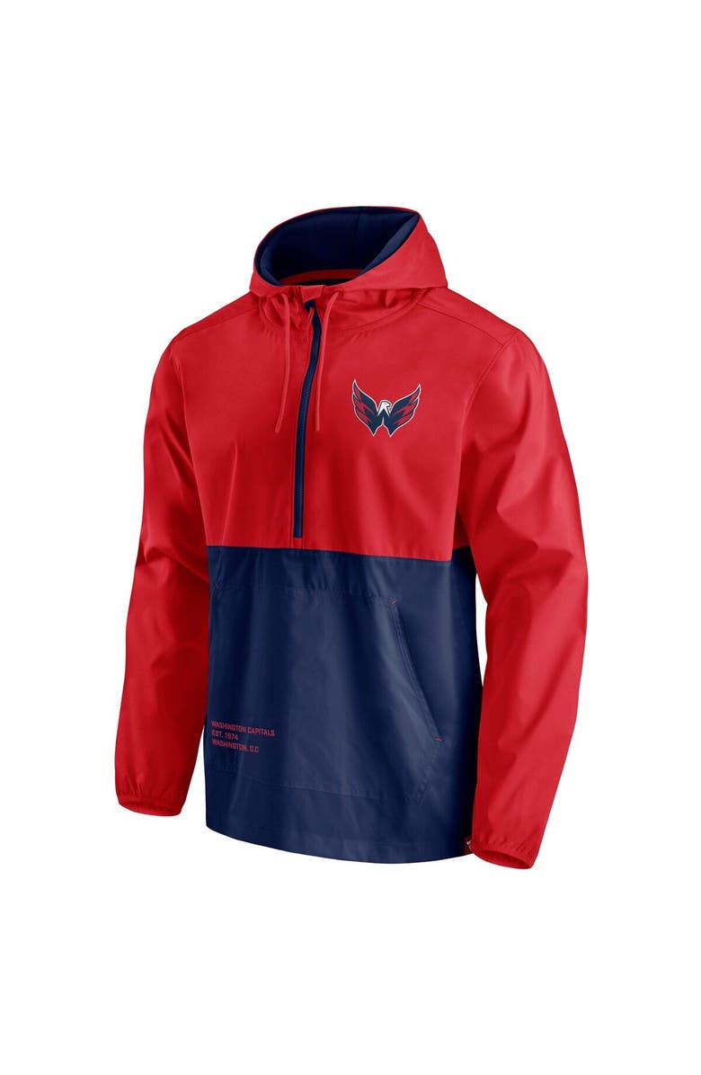 FANATICS Men's Fanatics Branded Red/Navy Washington Capitals Thrill Seeker Anorak Half-Zip Jacket, Alternate, color, Red