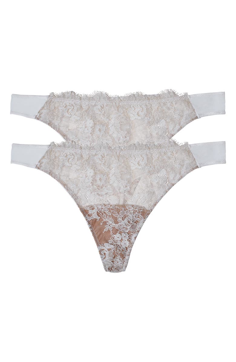 Skarlett Blue Entice 2-Pack Thongs, Main, color, White/ Nylon