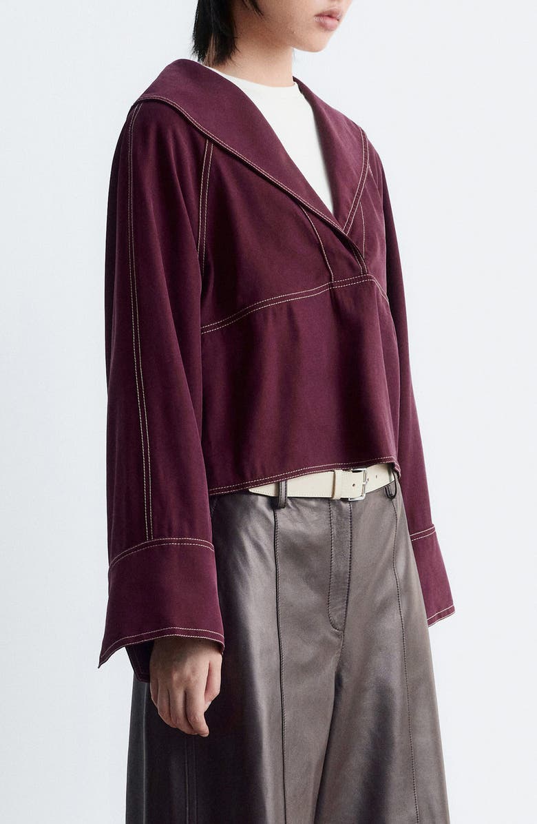 & Other Stories Sailor Collar Crop Top, Alternate, color, Red Dark