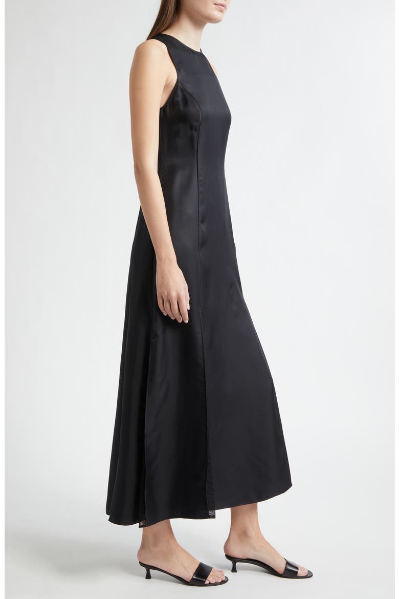 Iraka Silk Twill Midi Dress, Alternate, color, BLACK