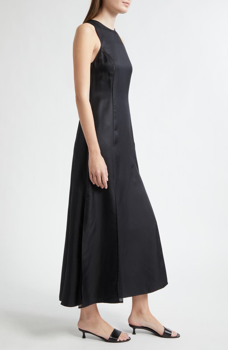 LOULOU DE SAISON Iraka Silk Twill Midi Dress, Alternate, color, Black