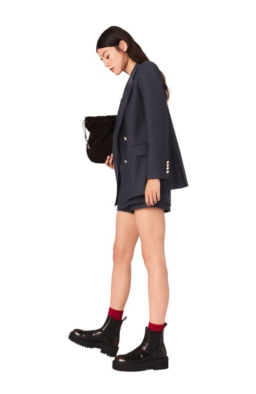 Maje Suit Jacket With Gold Buttons In Blue