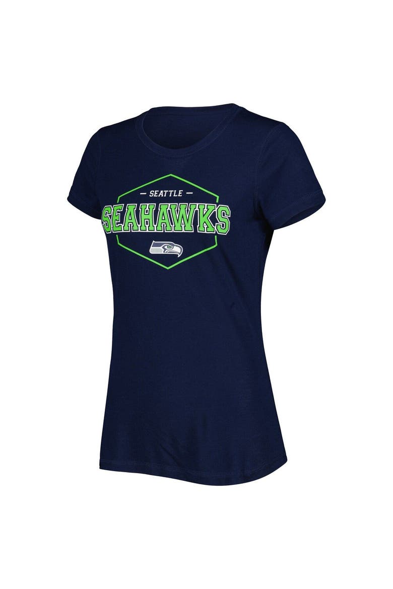 Women's Concepts Sport College Navy/Neon Green Seattle Seahawks Plus Size Badge T-Shirt & Pants Sleep Set, Alternate, color, Navy