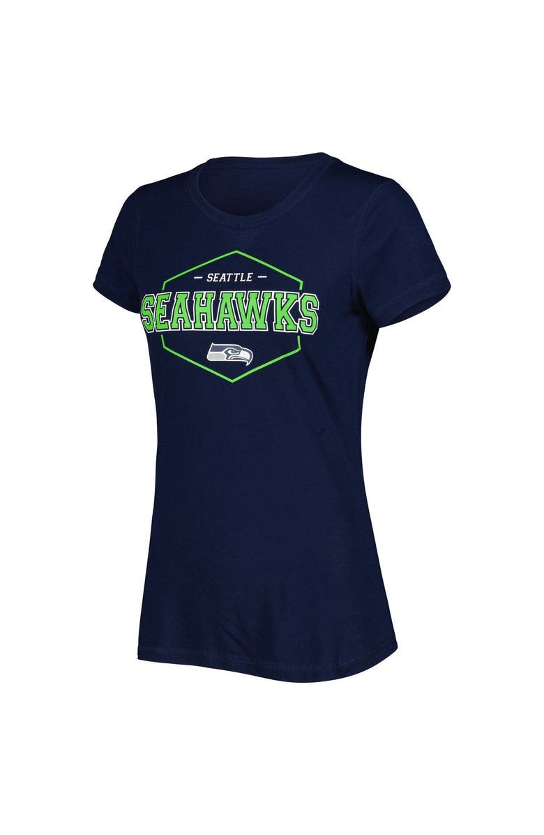 CONCEPTS SPORT Women's Concepts Sport College Navy/Neon Green Seattle Seahawks Plus Size Badge T-Shirt & Pants Sleep Set, Alternate, color, 