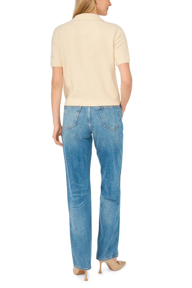 Short Sleeve Polo Sweater, Alternate, color, BIRCH