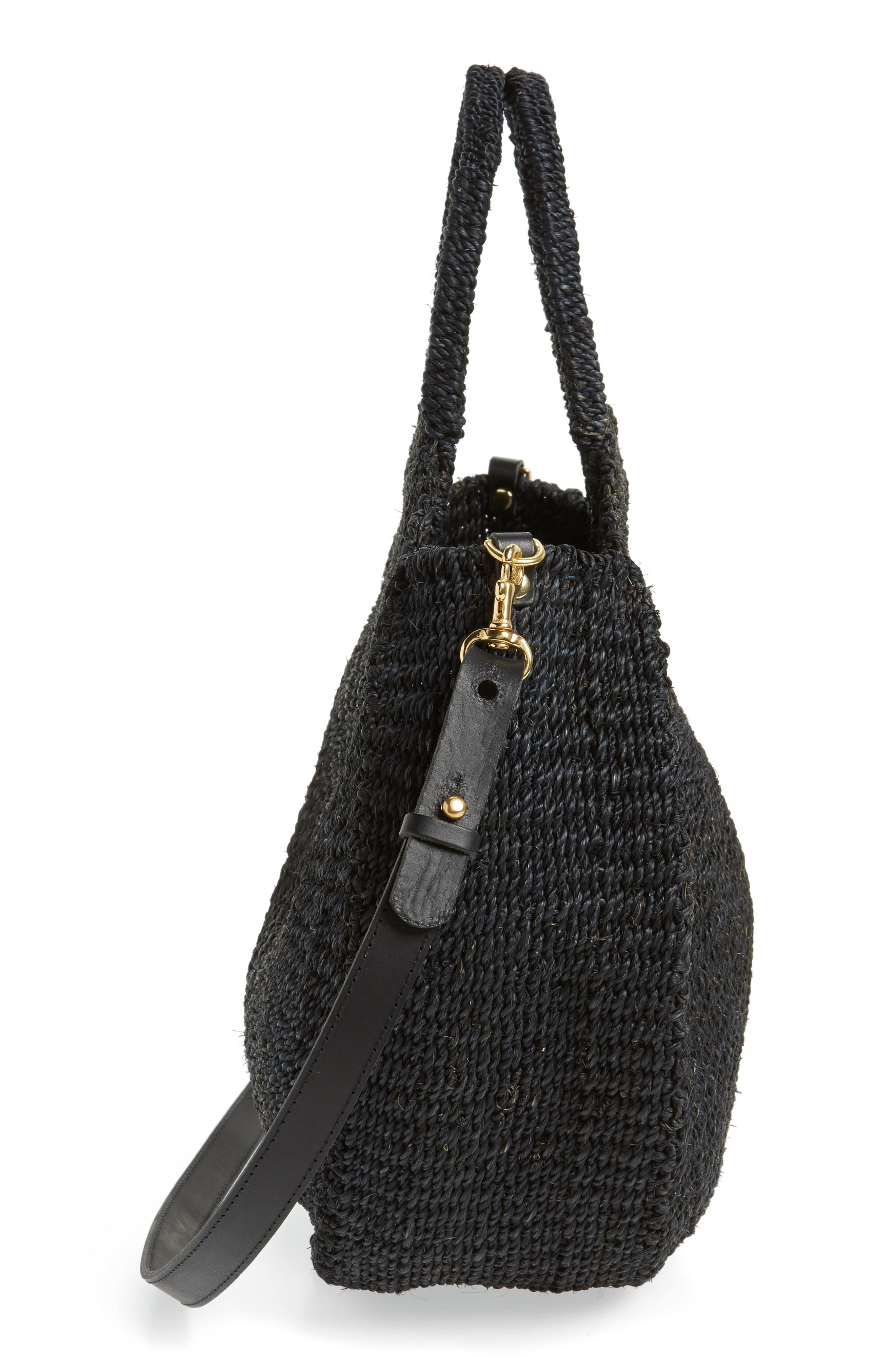 Alice Woven Sisal Straw Bag, Alternate, color, BLACK WOVEN