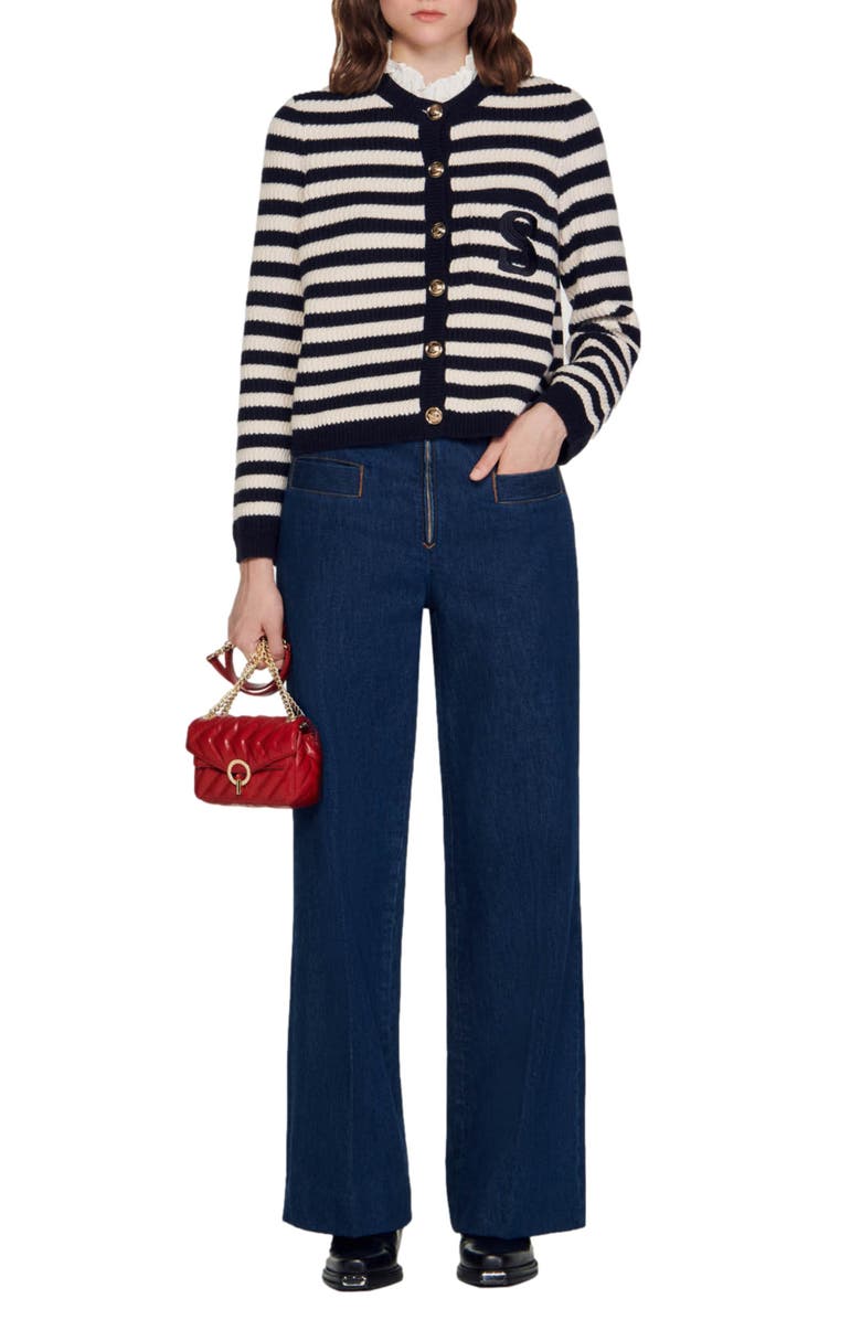 SANDRO Sailor Stripe Cardigan, Alternate, color, 
