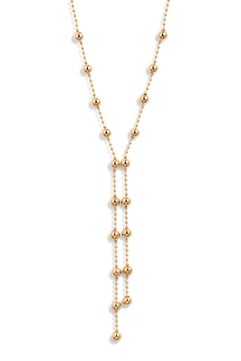 Ball Chain Y Necklace, Main, color, GOLD