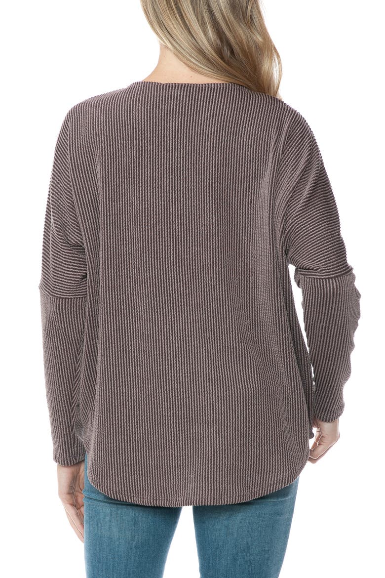 Quarter Zip Drop Shoulder Rib Long Sleeve Top, Alternate, color, MOCHA