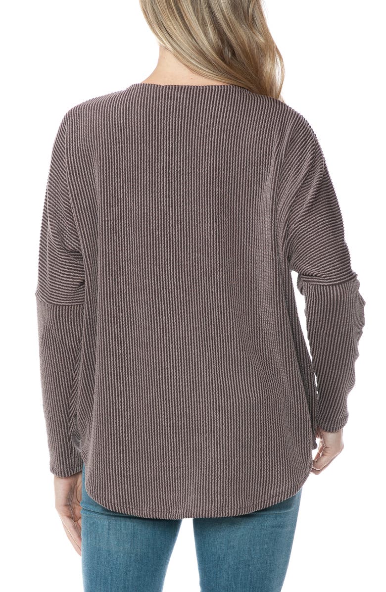 O.L. Quarter Zip Drop Shoulder Rib Long Sleeve Top, Alternate, color, 