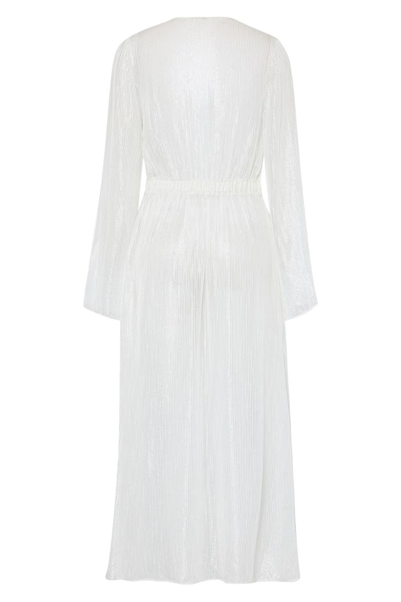 Vince Metallic Pinstripe Long Sleeve Sheer Cover-Up, Alternate, color, WHITE/ SILVER
