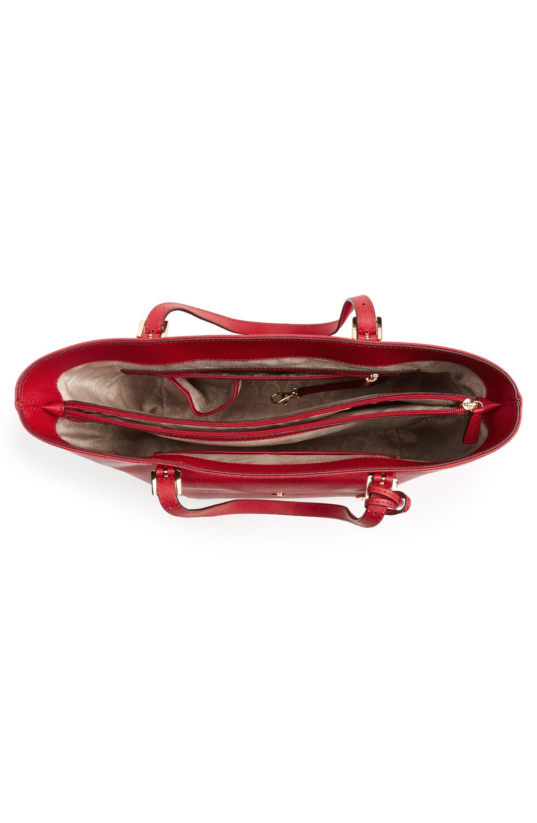 'Jet Set - Large' Saffiano Leather Snap Pocket Tote (Nordstrom Exclusive), Alternate, color, CHILI