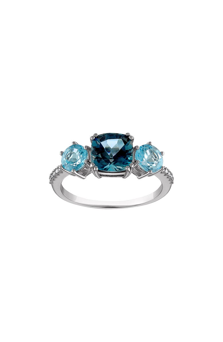 FZN Sterling Silver London Blue Topaz & Diamond Ring, Main, color, White