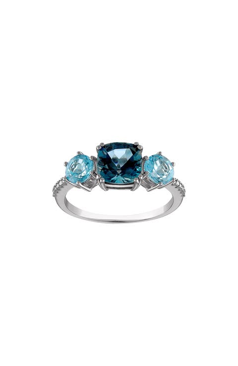 Sterling Silver London Blue Topaz & Diamond Ring