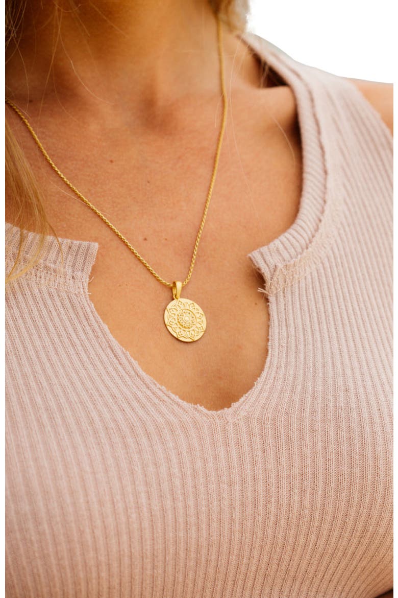 I Am Grateful mandala necklace, Alternate, color, Original - Gold