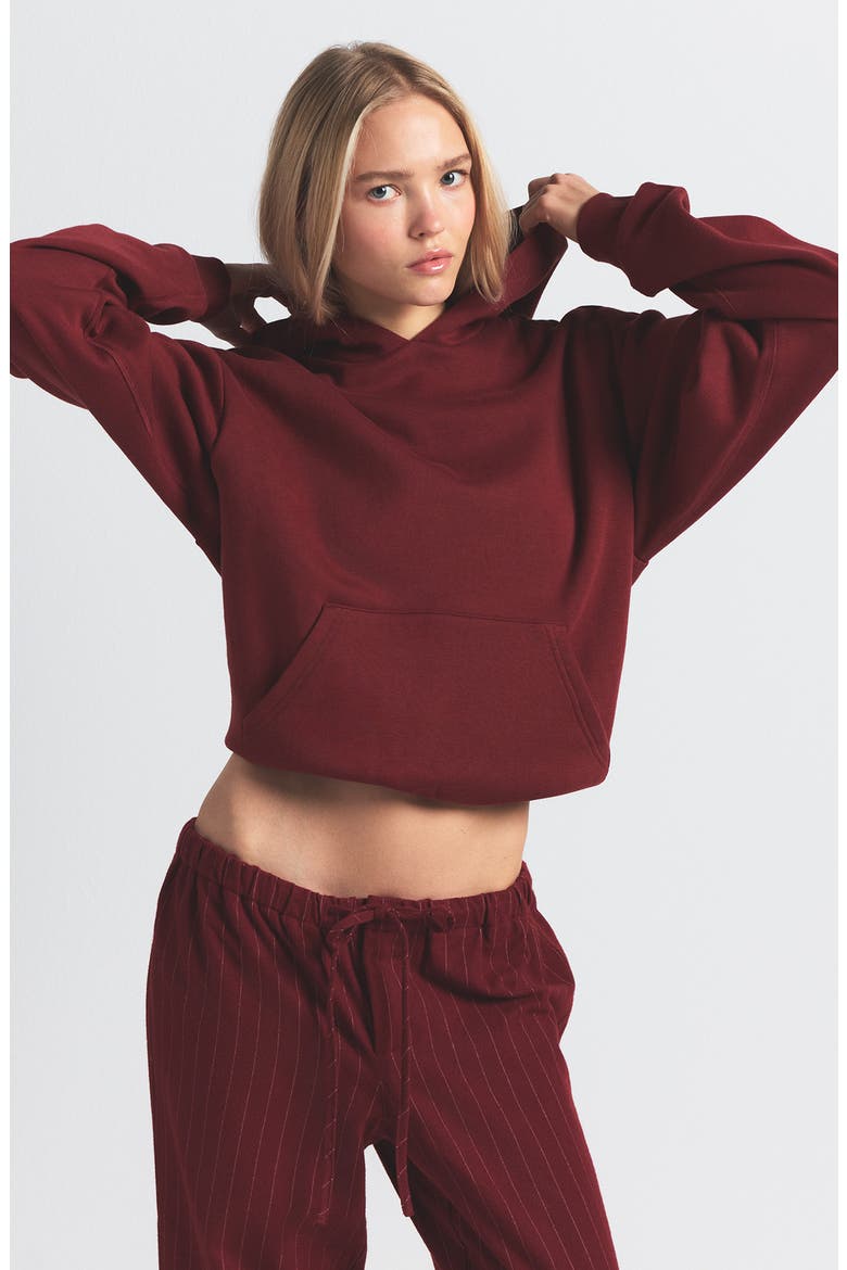 Cotton Fleece Blend Classic Hoodie, Alternate, color, MERLOT