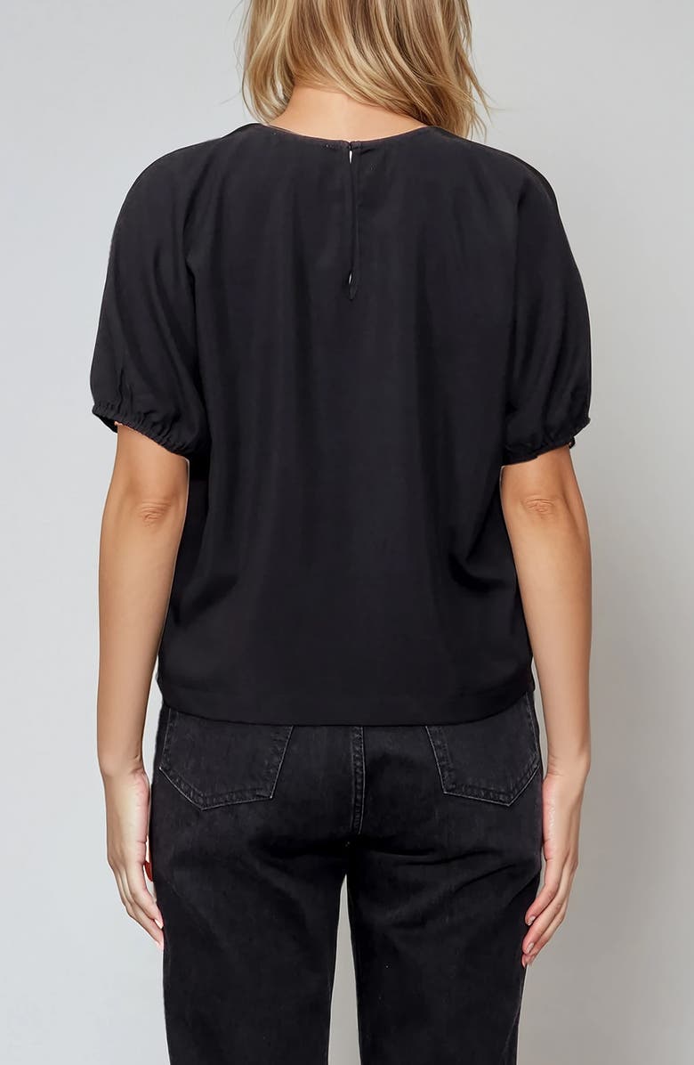 MELLODAY Puff Sleeve Crepe Top, Alternate, color, Black