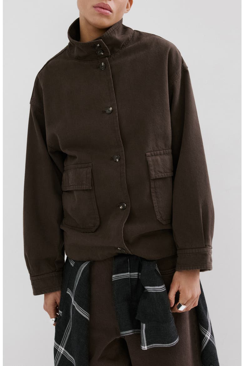 Eugenie Cotton Twill Jacket, Main, color, CHOCOLATE