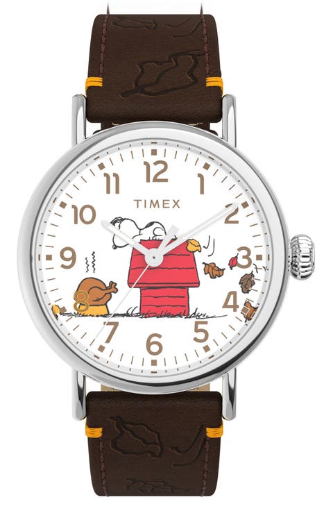 x Peanuts® Thanksgiving Standard Leather Strap Watch, 40mm