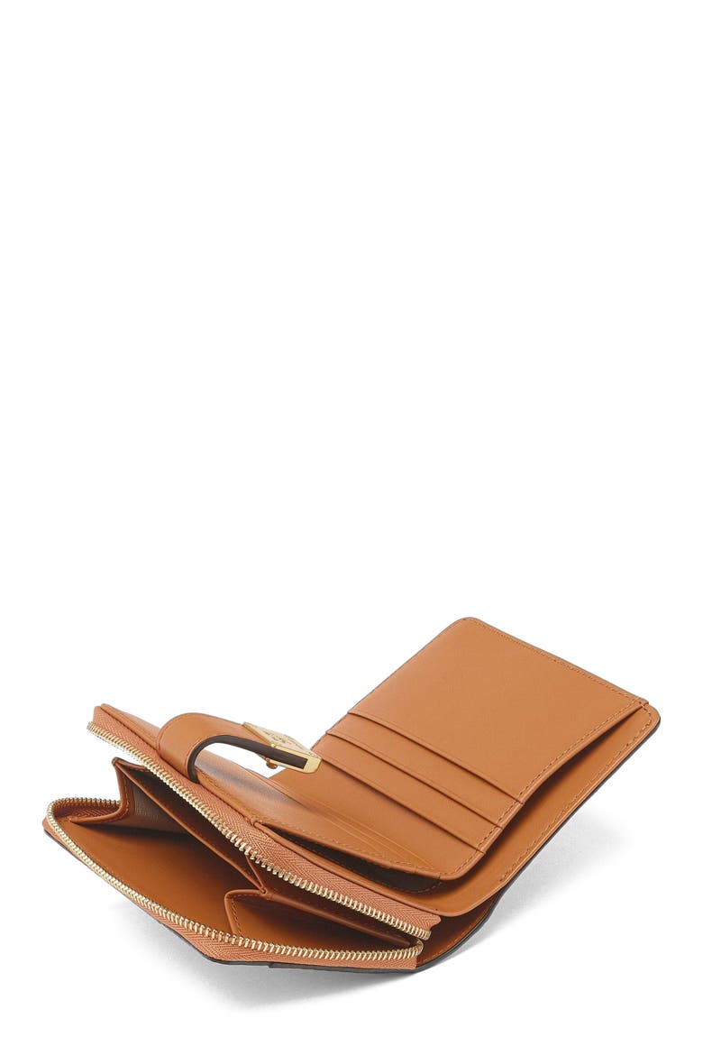 Aren Brass Plate Wallet in Visetos, Alternate, color, Cognac