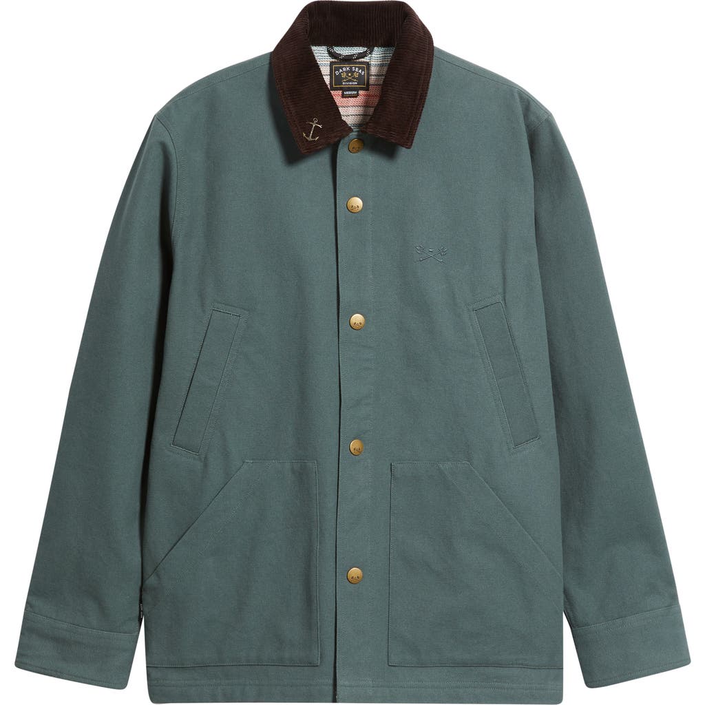 Dark Seas Wrightwood Lined Cotton Canvas Barn Coat In Green