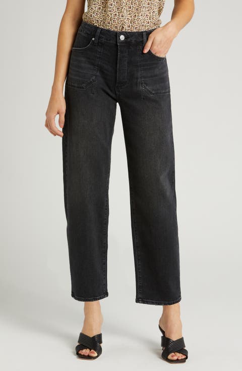 Alexis Utility High Waist Ankle Barrel Jeans (Viper Black)