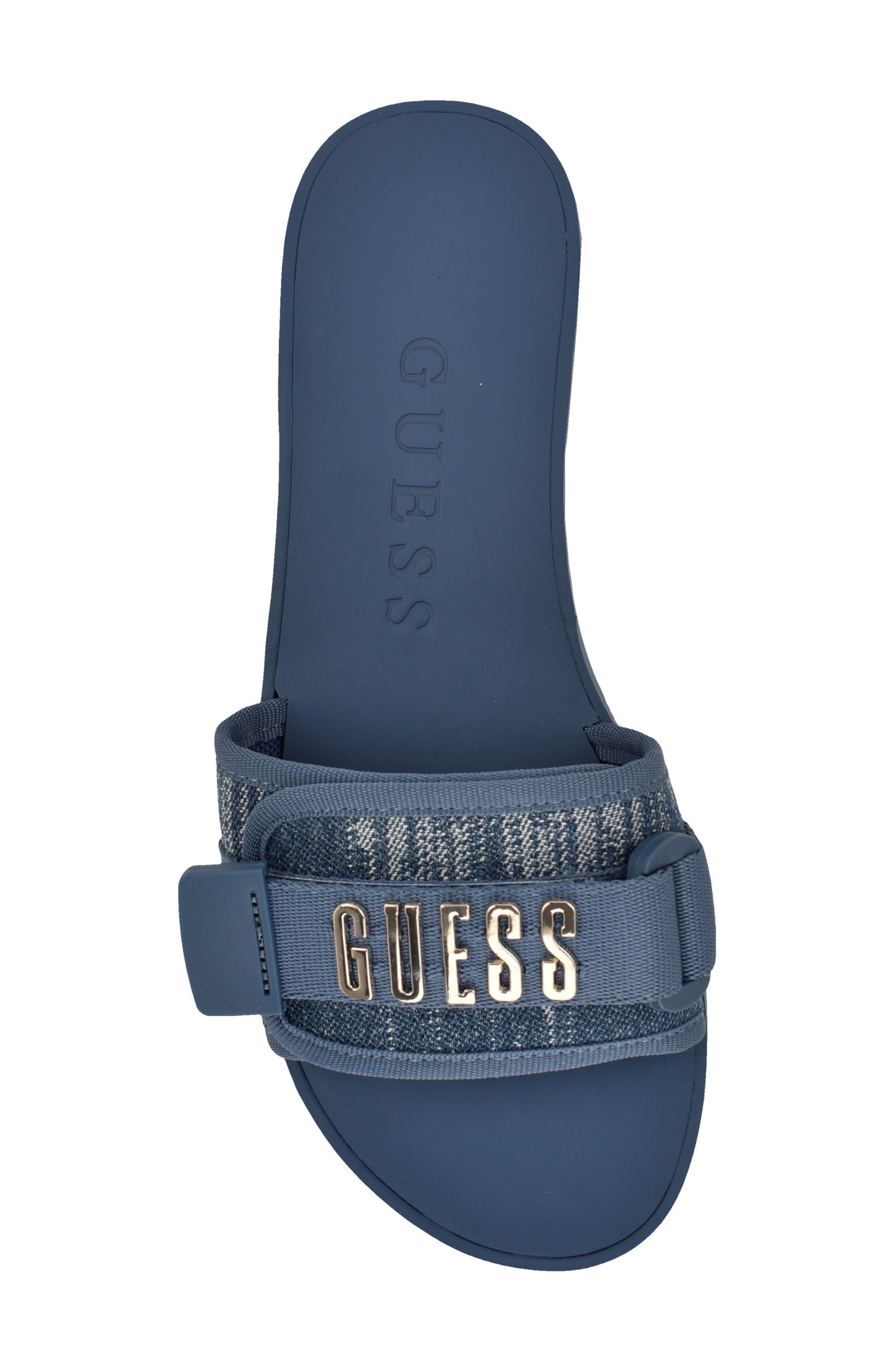 GUESS Elyze Slide Sandal, Alternate, color, Medium Blue