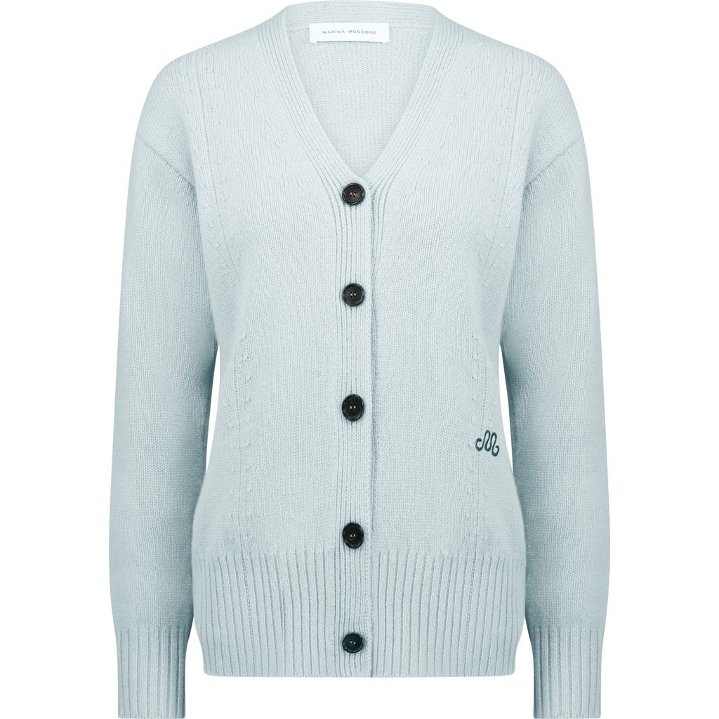 Marina Moscone Waisted Cardigan In Icy Blue