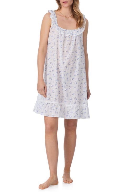 Swiss Dot Sleeveless Cotton Chemise Nightgown