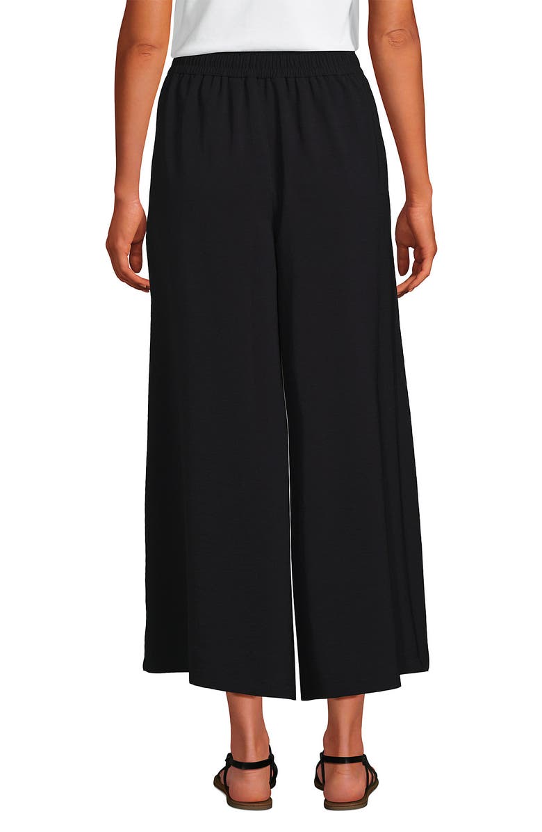 Lands' End Creaseless High Rise Palazzo Crop Pants, Alternate, color, Black
