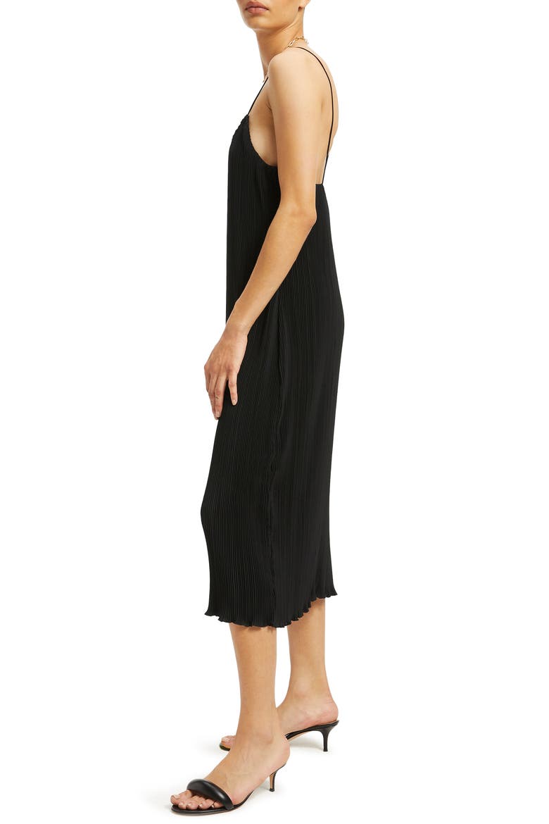 Plissé Midi Dress, Alternate, color, BLACK001
