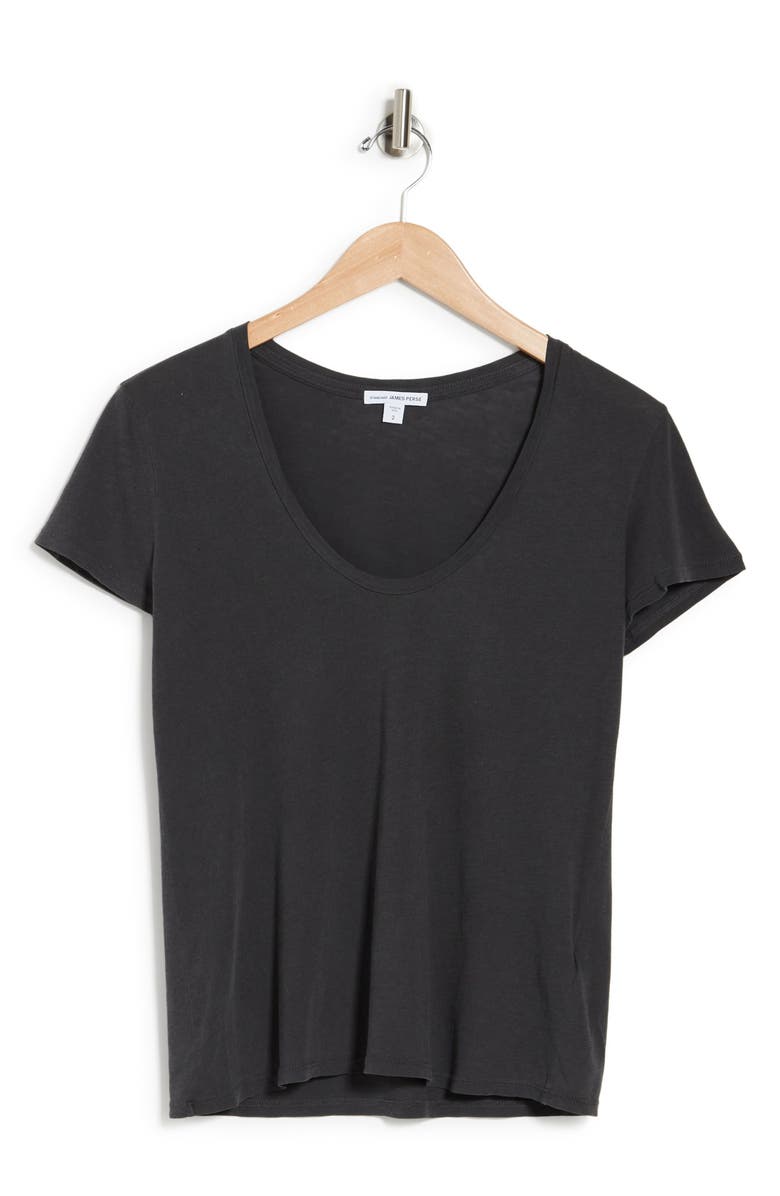 James Perse Scoop Neck Cotton Tee, Alternate, color,