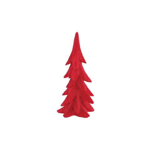 Velvet Flocked Polyresin Tree, Red
