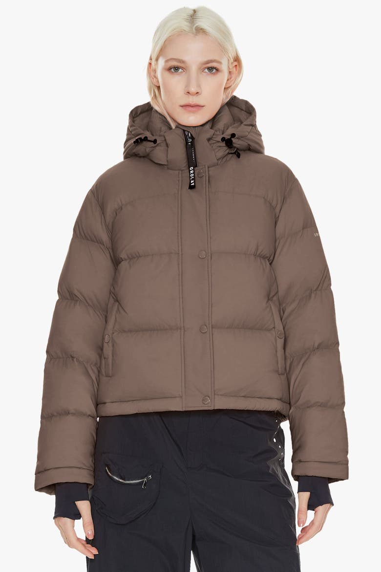 Puff-O® Cropped Down Puffer Jacket, Alternate, color, Coffee