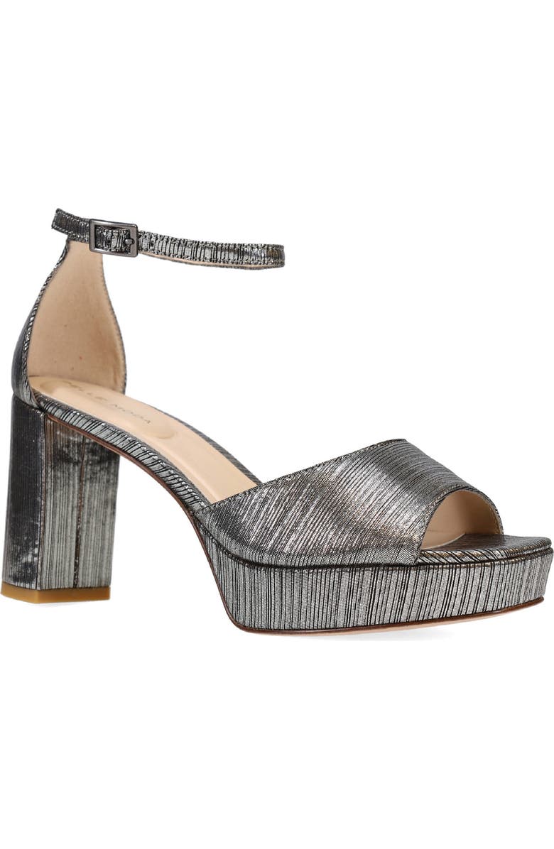 Pelle Moda Pearly Ankle Strap Platform Sandal, Main, color, Pewter