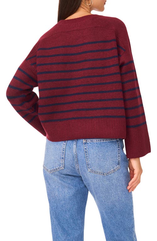 1.state Stripe Sweater In Burgundy
