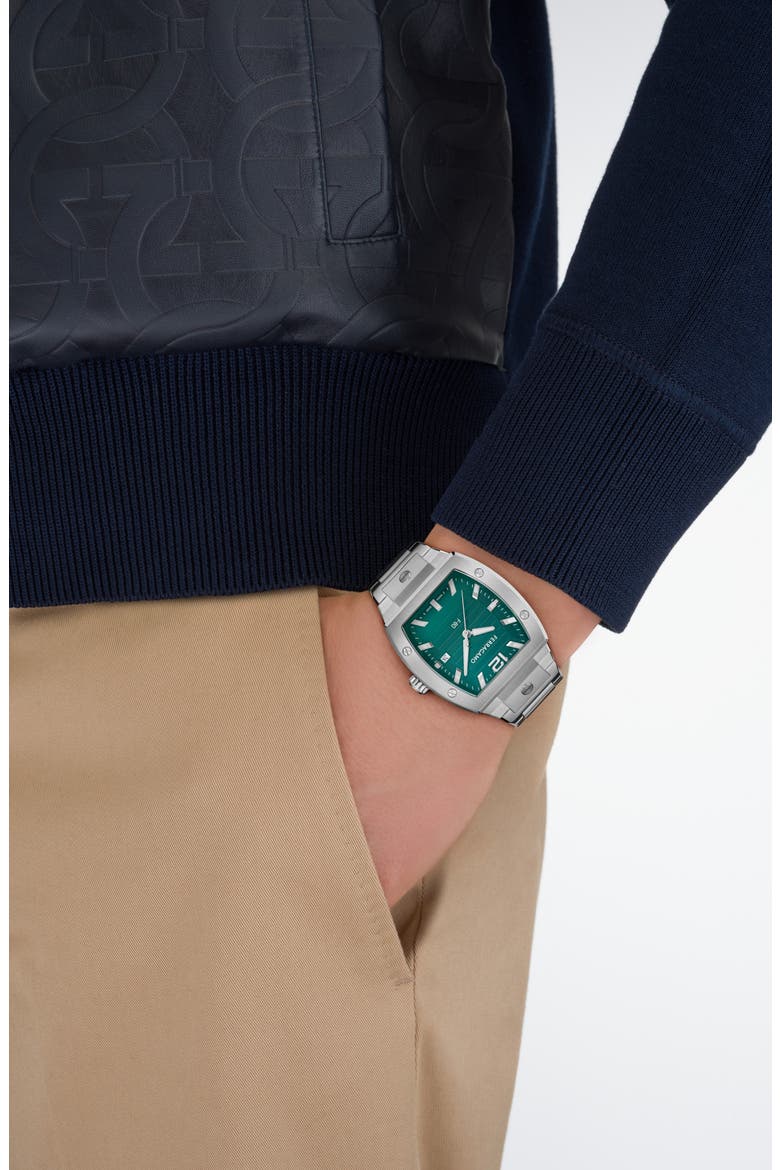 F-80 Tonneau Bracelet Watch, 42mm, Alternate, color, STAINLESS STEEL/TEAL