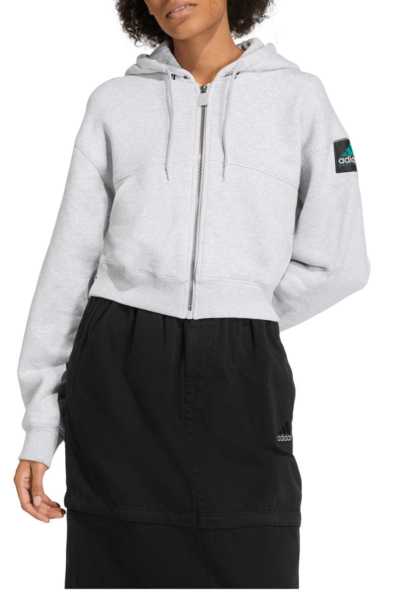 Full Zip Cropped Hoodie, Main, color, LGH SOLID GREY/
