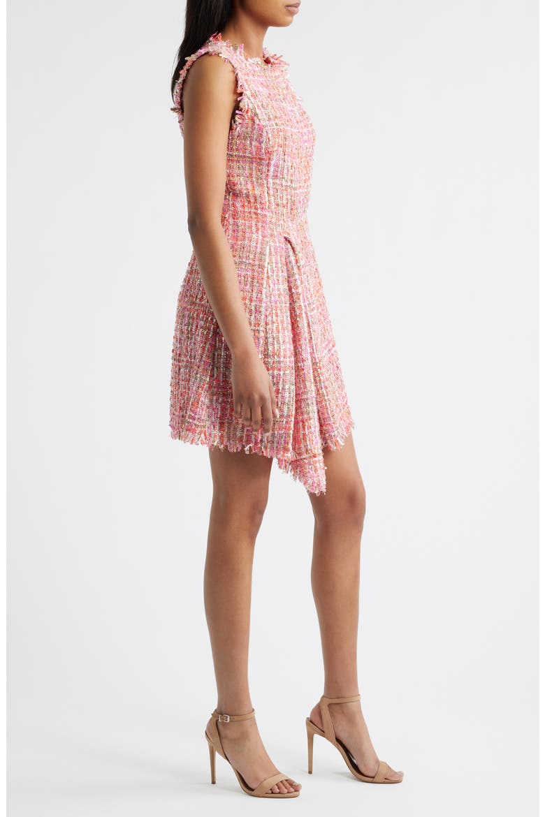 Pleat Detail Bouclé Dress, Alternate, color, PINK MULTI