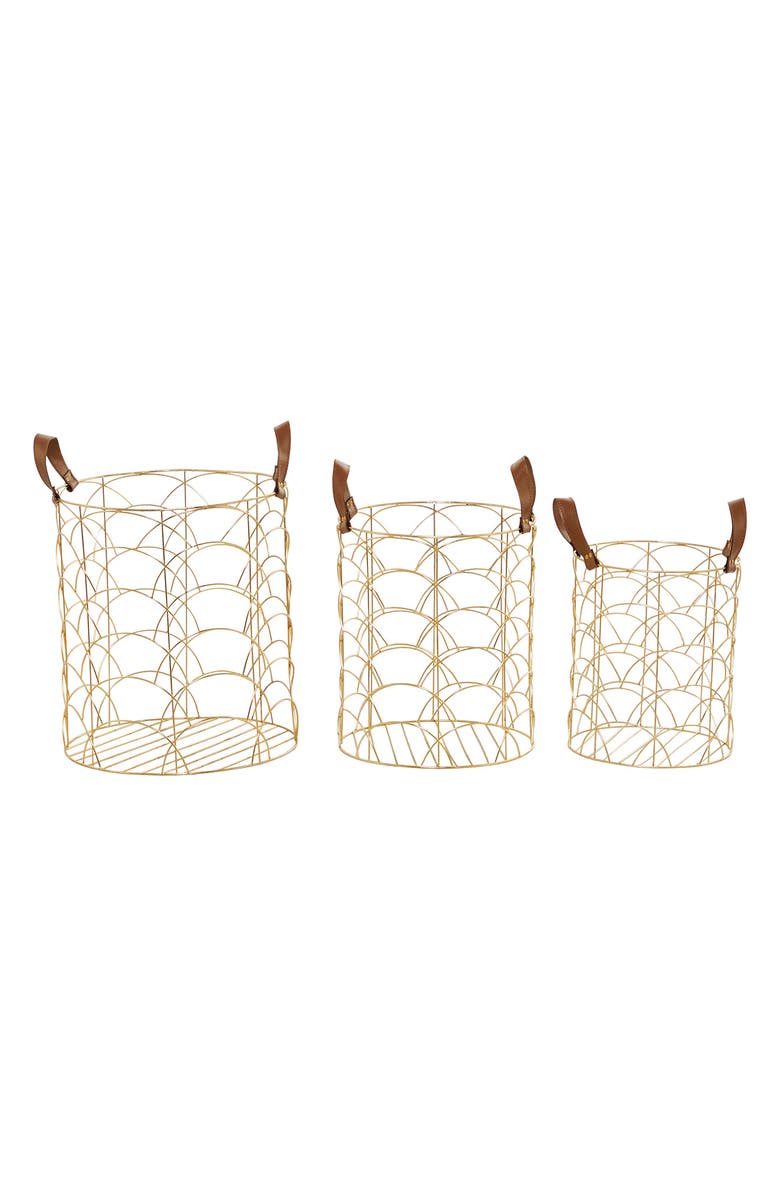 COSMO BY COSMOPOLITAN Goldtone Metal Glam Storage Basket - Set of 3, Alternate, color, Gold