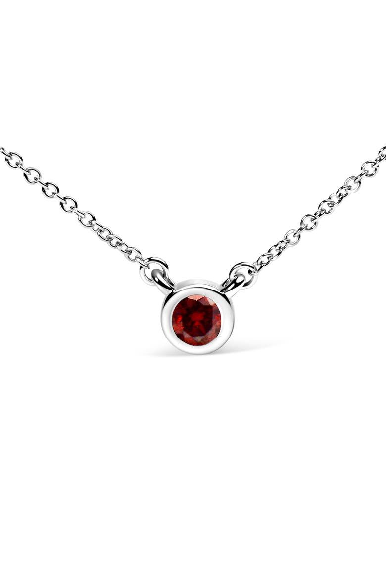 14K White Gold 1/2 Cttw Red Lab Grown Diamond Bezel-Set Solitaire Pendant Necklace, Main, color, White